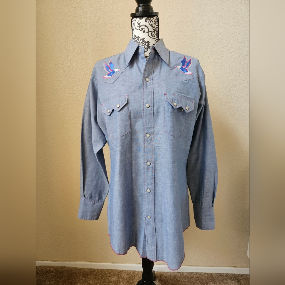 Vintage Western Pardners Pearl Snap Eagle Indian Cowboy Shirt Unisex